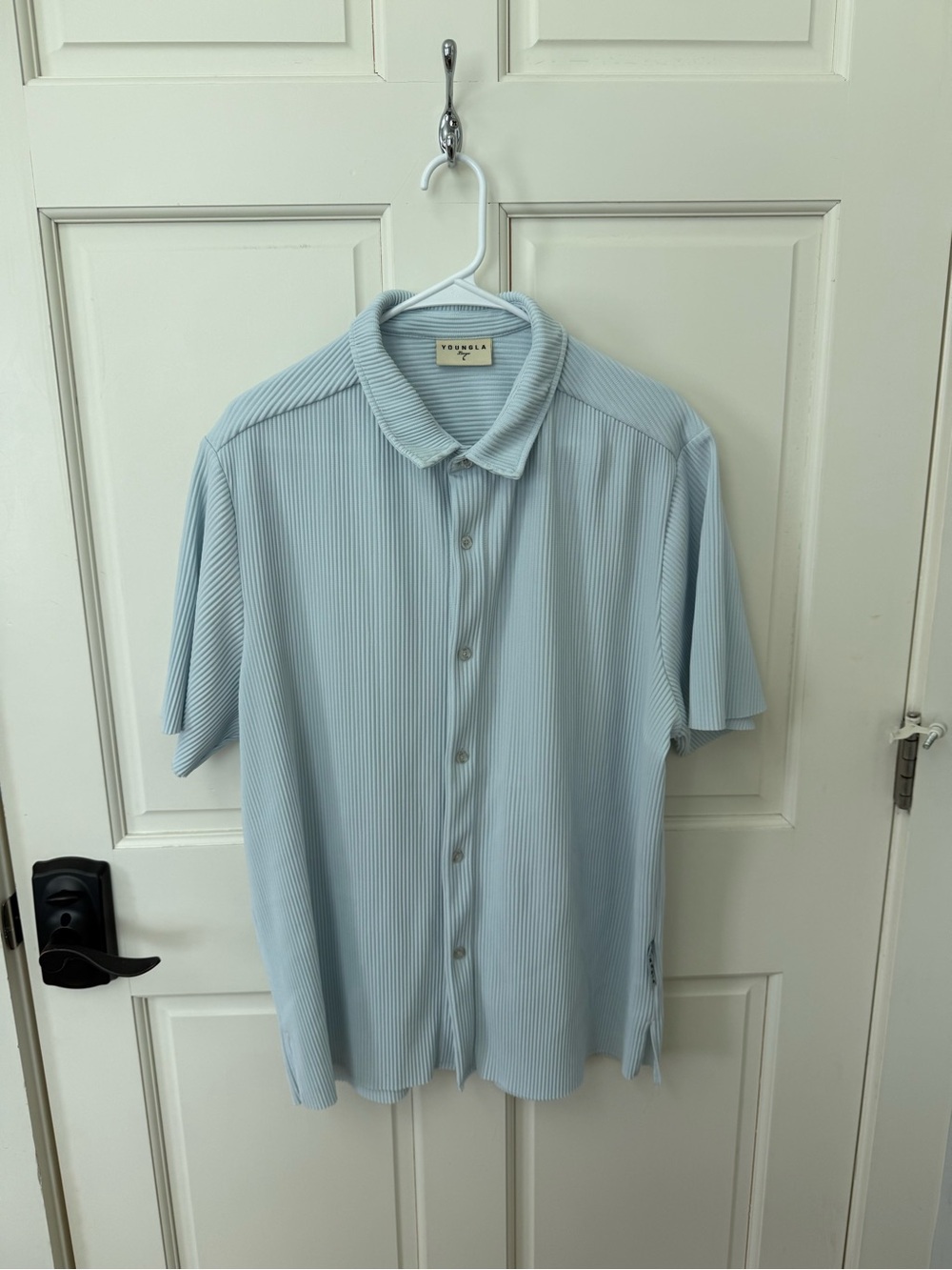 YoungLA Light Blue Short Sleeve Button-Down Shirt